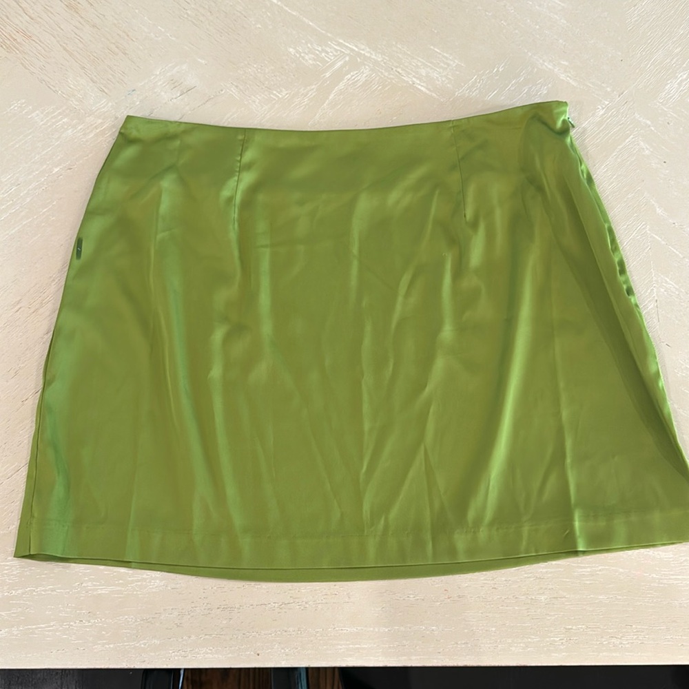 Daily Drills Green Silk Skirt
